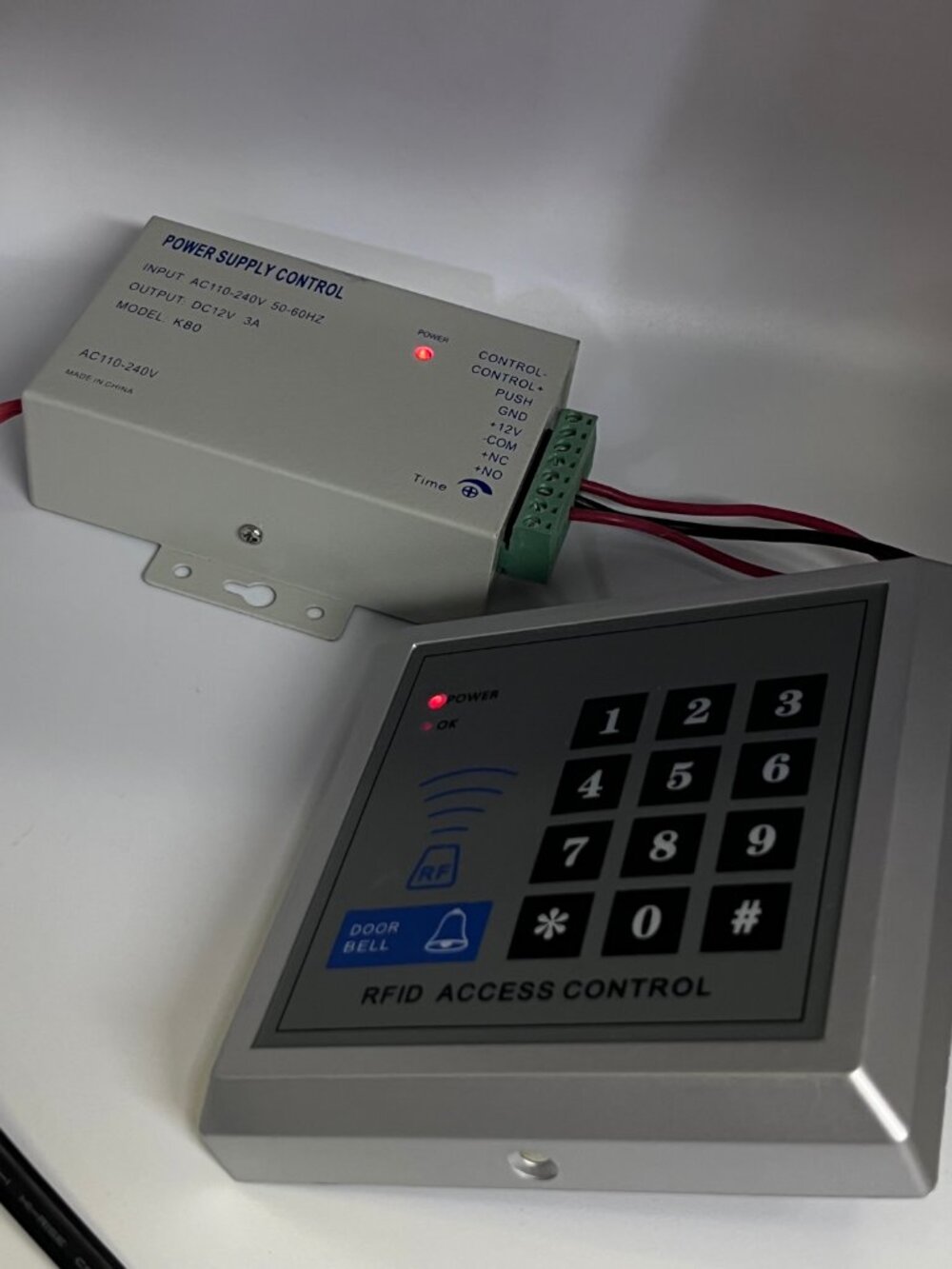 RFID Access Control Keypad Kit K80 12V Power Supply Door Bell Tested